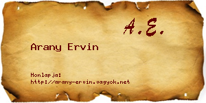 Arany Ervin névjegykártya
